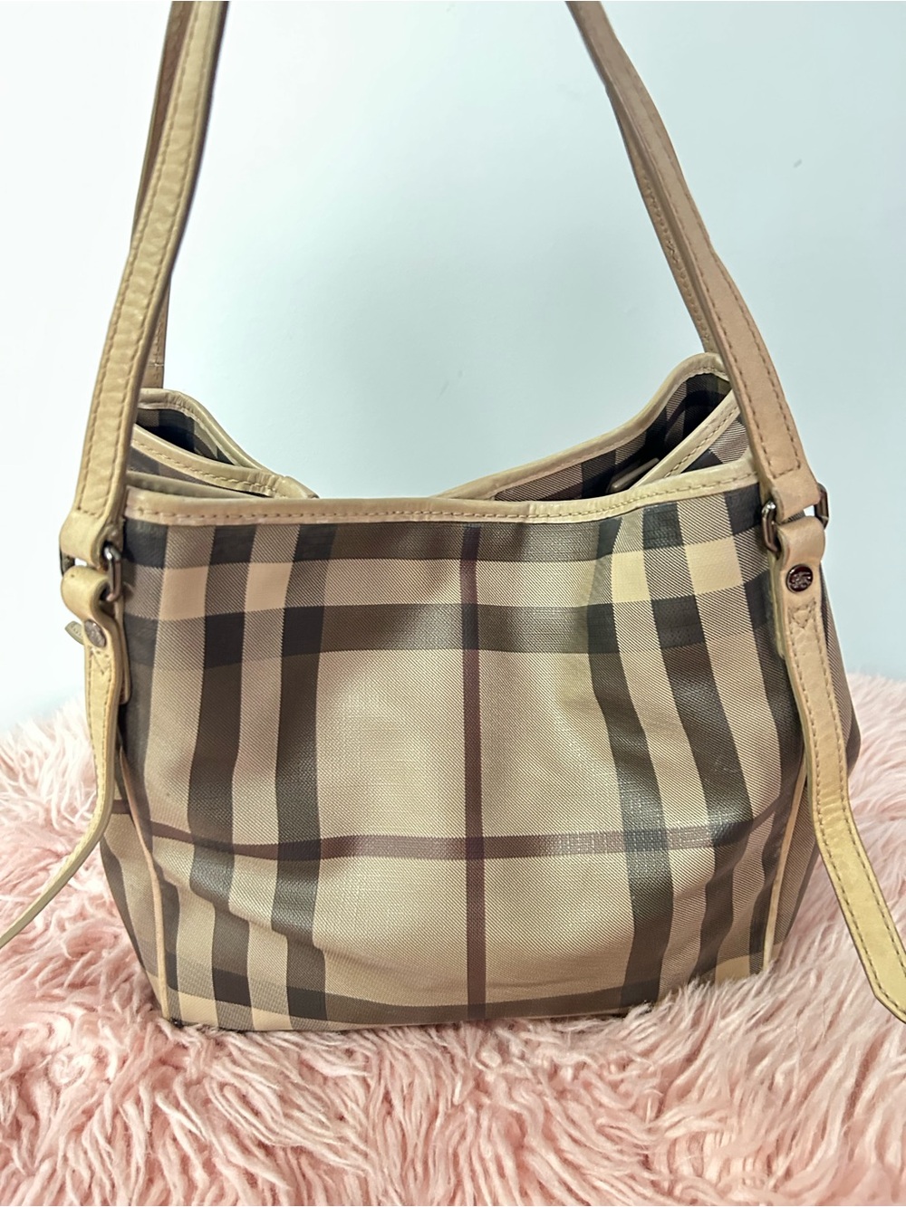 Burberry Classic Check Shoulder Bag in Beige